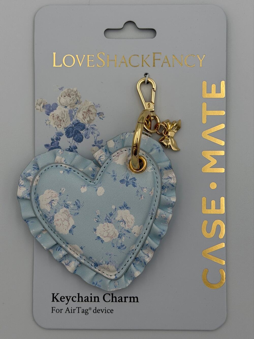LoveShackFancy – Case-Mate Everblooming Rosettes Ruffled Heart Keychain Charm
